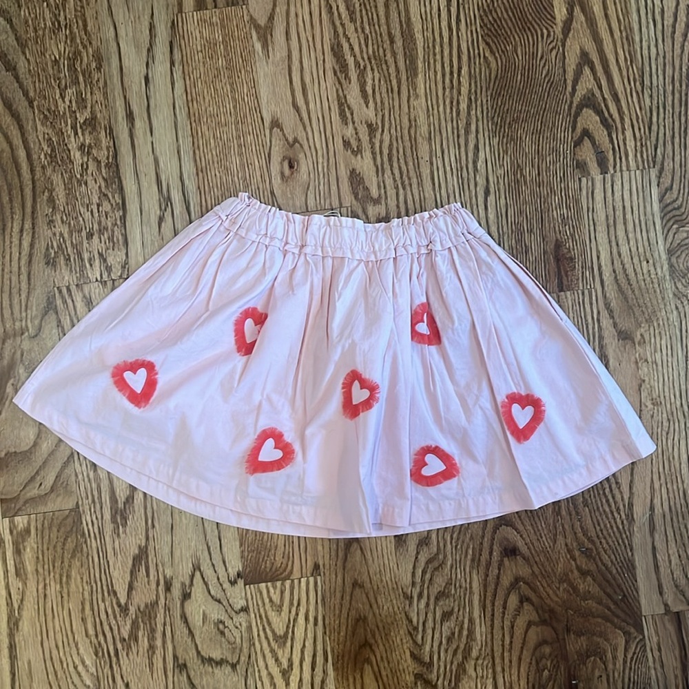 NWT Mini Boden Pink Skirt with Red Fringed Hearts - Picture 5 of 6